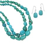 .925 Silver Turquoise Earrings & 18 Necklace Set.