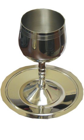 High Quality Stainless Steel Kiddush Wine Cup and Coaster / All Silver