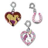 CHARM IT! Set of 3 I Love Horses and Unicorns Animal Charms with Horse Heart, Pink Horsehoe... 