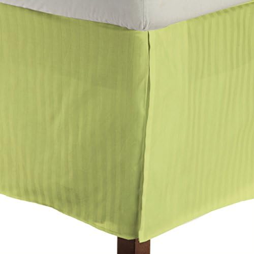 Egyptian Decor Linen Luxury 600-thread-Count Sateen Pima Cotton Short Queen Bed Skirt 1 qty Sage Stripe 10 Inch pocket depth