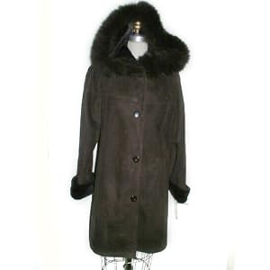 Buy Dark Brown Merino Shearling Stroller w Matching Fox Trimmed Hood by FursNewYork