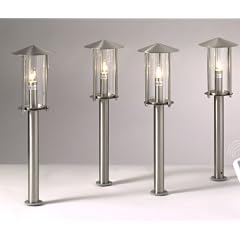 Gartenleuchte, 4 x 12V Edelstahl/Glas, als Set "Vico" mit Erdspie�