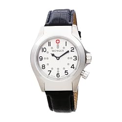 Wenger Men's 72345 TerraGraph Braille White Dial Black Leather Strap Watch