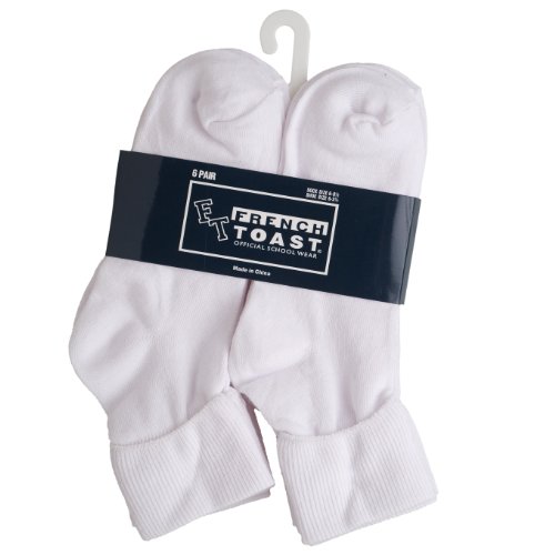 French Toast School Uniforms Cotton Cuff Sock Girls White 4-6 French Toast School Uniforms Cotton Cuff Sock Girls White 4-6