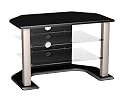 Sonax 36" wide, glass shelf, black & silver TV stand w/wire management