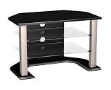 Sonax 36 wide, glass shelf, black & silver TV stand w/wire management