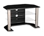 Sonax 36" wide, glass shelf, black & silver TV stand w/wire management