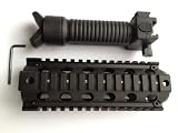 Ar15 Ar-15 M4 Carbine Rifle 2-piece Quad 4-weaver/picatinny Rail Aluminum Handguard + Tactical Steel Inserted Leg Mil Spec Polymer Composite Grip+bipod+side Rail - 2pc Combo Combination Package Kit Set
