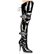 Pleaser Boots Women's SEDUCE-3012 5" Thigh Boot with Studded Straps Belt Buckles and Chain Detail Side Zip