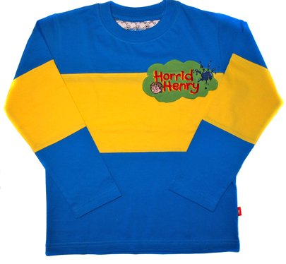 Horrid Henry Stripe Long Sleeve t-shirt 6 to 7 Years Ice Blue and Banana