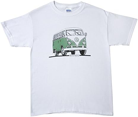 snikwah motor werks Boy's Green Volkswagen Bus Classic Fit T-Shirt Medium White