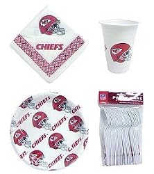 Kansas City Chiefs 96 Piece Plastic Dinnerware Set - Football Sports Merchandise