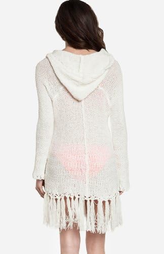 DAILYLOOK Women's, Open Knit Fringed Cover Up, ivory, S