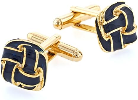 Gold Tone Navy Blue Nautical Love Knot Cufflinks 4136-SG