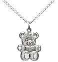 Sterling Silver Children's Teddy Bear Pendant, 13"