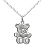 Sterling Silver Children's Teddy Bear Pendant, 13"