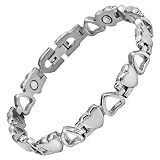 Brand New Womens Love Heart Titanium Magnetic Bracelet In Velvet Box with Free Link Removal Tool