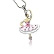 White Gold Plated Pink Crystal Ballerina Pendant Necklace Fashion Jewelry