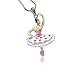 White Gold Plated Pink Crystal Ballerina Pendant Necklace Fashion Jewelry