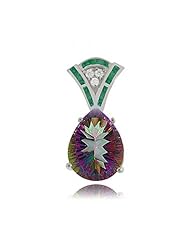 925 Radiant Mystic Fire Topaz Pendant with a Australian Opal Accented Bail