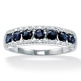 Blue Sapphire & Diamond Accents 10k White Gold Ring