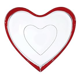 Nachtmann Heart2Heart Clear Crystal 6-2/3-Inch Plates with Red Rim Accent, Set of 2