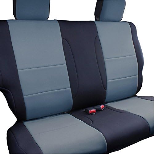 INNOCESSORIES Neoprene Jeep Wrangler Rear Seat Covers fit 2008-2010 Jeep Wrangler Unlimtied Jk 4 Door with 60/40 Split Bench Charcoal/Black