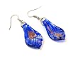 Deep Blue Sea Foil Glass Dangle Fashion Earrings