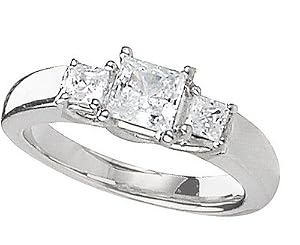 Platinum 1/2 ctw. Princess Cut Three-Stone Diamond Ring Size 6