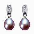 Natural Lavender 7.5-8mm Dewdrop 14k Gold Diamond Cultured Pearl Drop Earrings - Dahlia Classic Collection