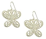 Silver Tone Butterfly Cast Metal  Earrings