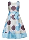 Rare Editions Girls PLUS Size IVORY BROWN AQUA-BLUE SAGE-GREEN LARGE DOT SHANTUNG Special Occasion Wedding Flower Girl Easter Party Dress