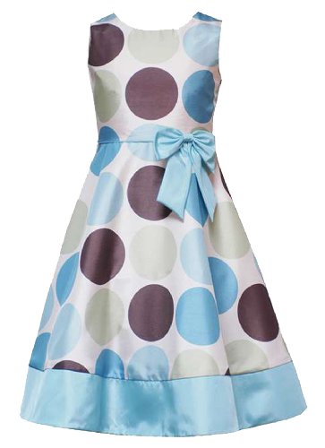 Rare Editions Girls PLUS Size IVORY BROWN AQUA-BLUE SAGE-GREEN LARGE DOT SHANTUNG Special Occasion Wedding Flower Girl Easter Party Dress Plus Size Inexpensive Flowergirl Gowns