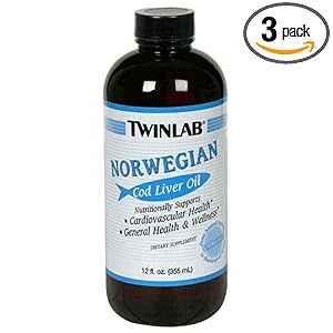 Twinlab Norwegian Cod Liver Oil, Unflavored, 12 Ounces (Pack of 3)