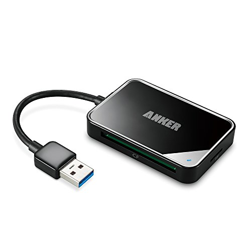[Upgraded Version] Anker USB 3.0 4-Slot Card Reader with Built-in 0.4ft Cable for SDXC, SDHC, SD, CF, High-Speed CF (UDMA), MS, Micro SDXC, Micro SDHC, Micro SD Cards [Support UHS-I Cards]