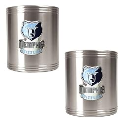 Memphis Grizzlies NBA 2pc Stainless Steel Can Holder Set - Primary Logo by Great American Products