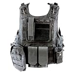 Diamond Tactical MOLLE StrikeForce Modular Plate Carrier Loaded w/ 6 Integrated Pouches & Armor Plate Ready - Ultra High Quality Operator Grade 600D Rugged Construction - BLACK