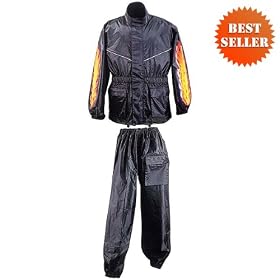Motorcycle Rain Gear - Motorcycle Rain Suit with Flames RS5003