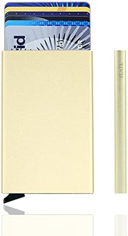 NEW RFID Blocking Stainless Steel Card Holder Case - Very Slim, Protective &amp; Stylish Travel Wallet [*6 Card Capacity*] [Smart and Safe 1-Click Removal]