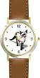 Siamese Cat - WATCHBUDDY&reg; DELUXE TWO-TONE THEME WATCH - Arabic Numbers - Brown Leather Strap-Women's Size-Small