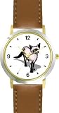 Siamese Cat - WATCHBUDDY® DELUXE TWO-TONE THEME WATCH - Arabic Numbers - Brown Leather Strap-Women's Size-Small