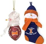 Illinois Fighting Illini Football Ornament/Christmas Stocking Gift Pack