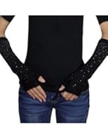 Dahlia Women's Sparkling Rhinestone Acrylic Fingerless Arm Warmer Gloves