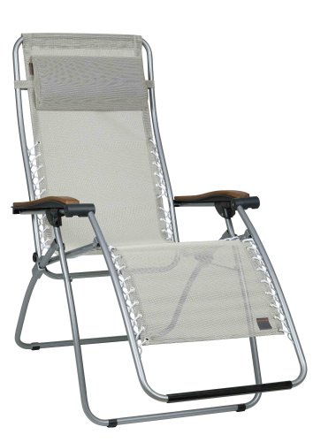 Lafuma RSX XL Mesh Recliner With Wood Arm, Seigle