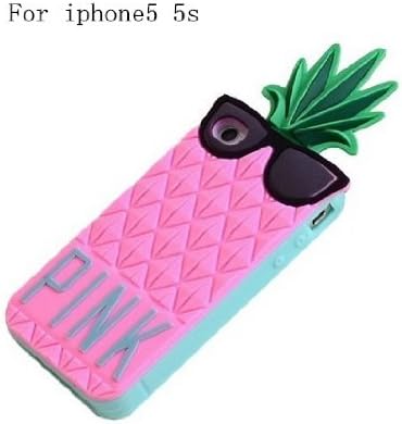 ONG-ELEGAN Victoria's Secret Fruit and pineapple Soft Silicone case For iPhone 5 5S-Pink