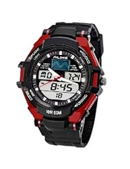 Pixnor® Alike Men Women Dual Movement Sport Quartz Watch with Date /Alarm /Timer /Night Light (Red)