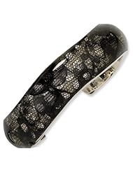 Sterling Silver Black Resin and Lace Cuff Bracelet