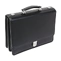 Leather Double-Compartment Briefcase  Black