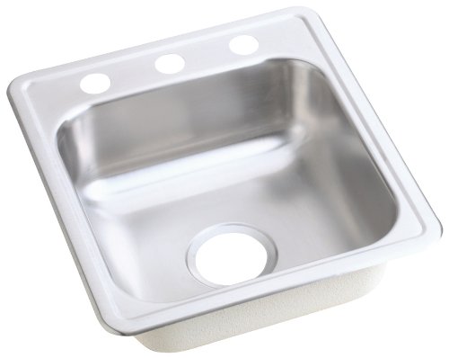 Elkay D11721 Dayton 17-Inch by 21-1/4-Inch Stainless Steel Three-Hole Bar Sink, Satin Finish