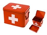 from Present Time PT Medicine Storage Box Metal Red with White Cross Medium (Model HM0365M)